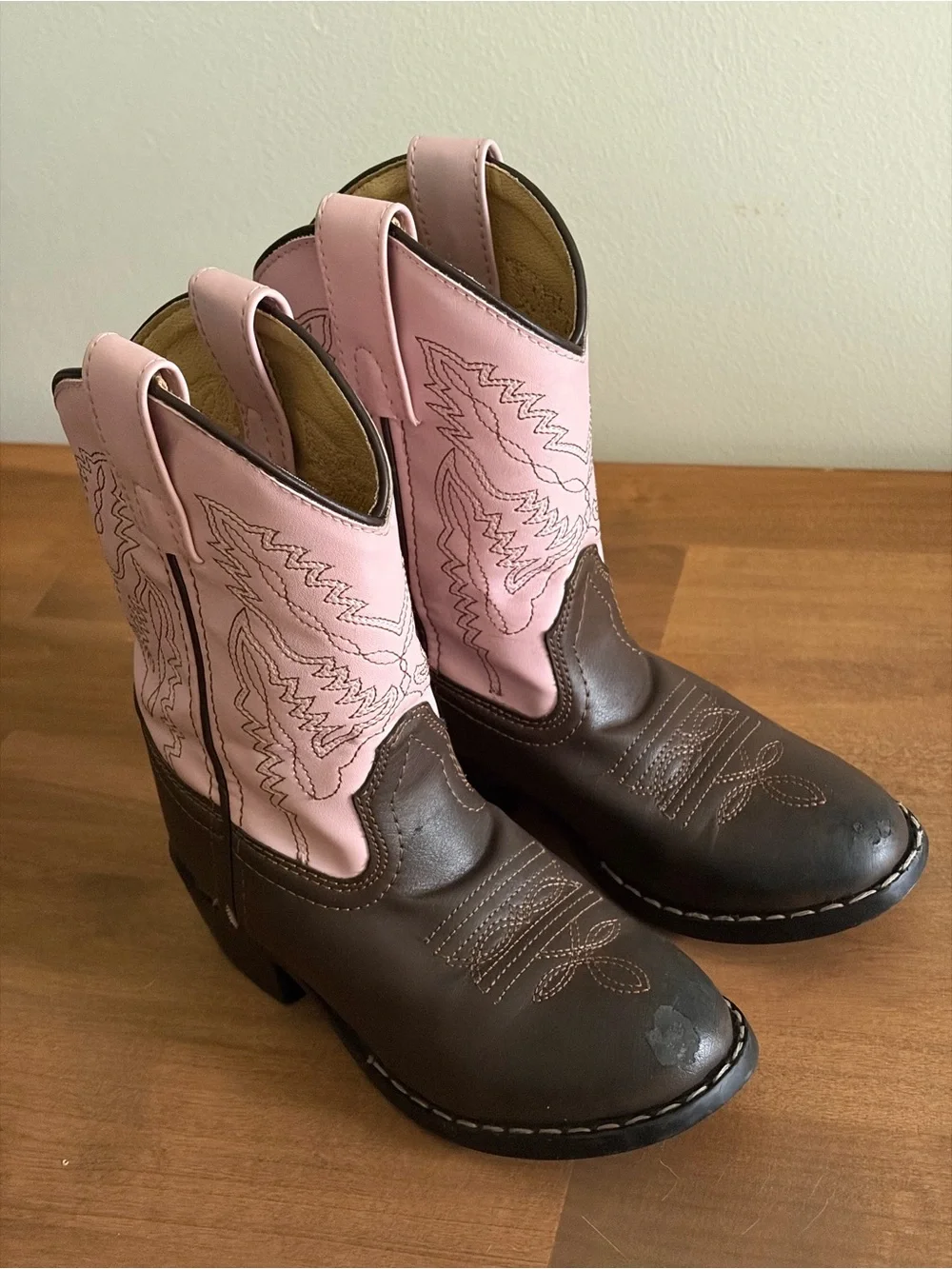 Smoky Mountain Brown & Pink Kids Girls Cowboy Western Boots Size 11